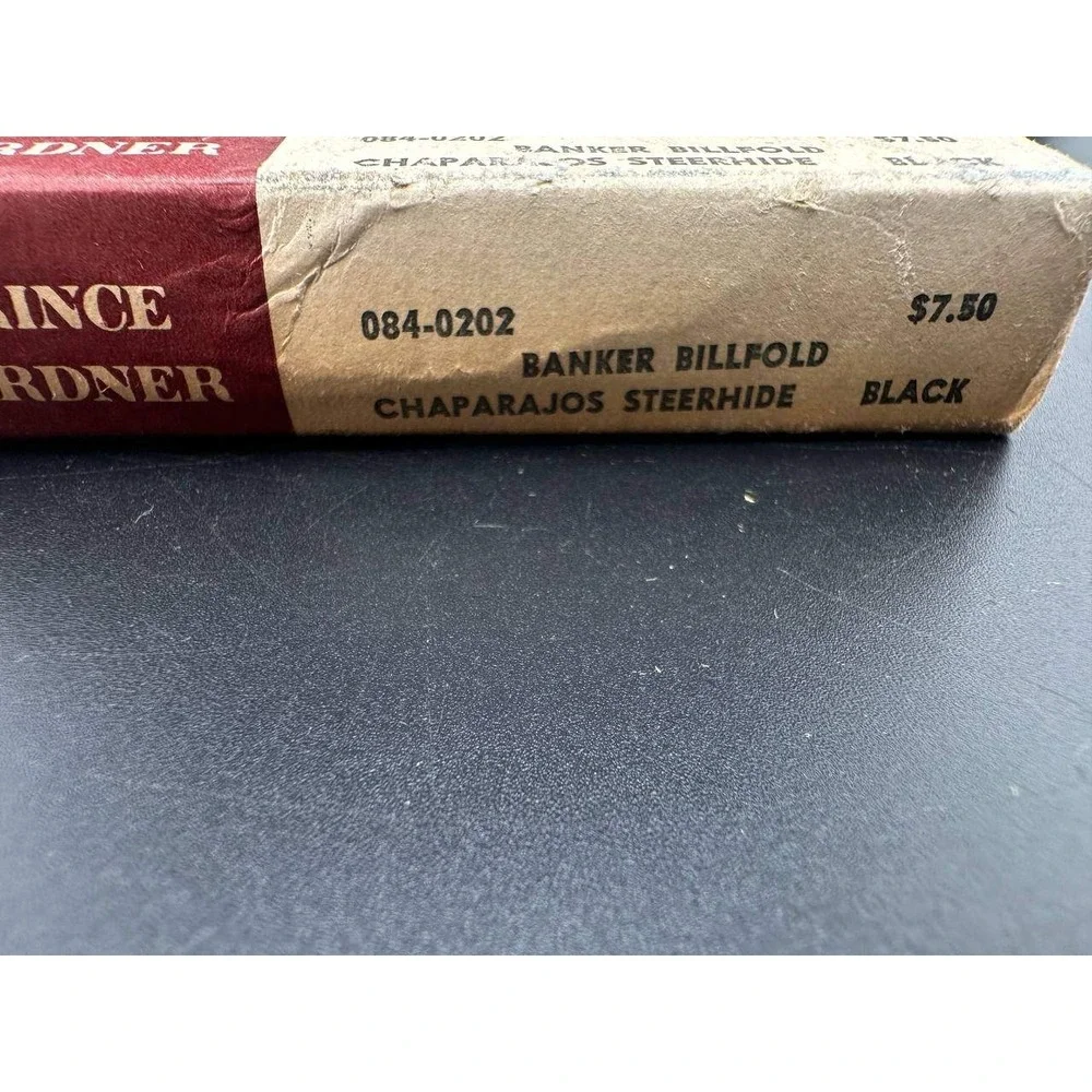 Vintage Prince Gardner Black Leather Billfold Wallet with Original Box 056-1(70)